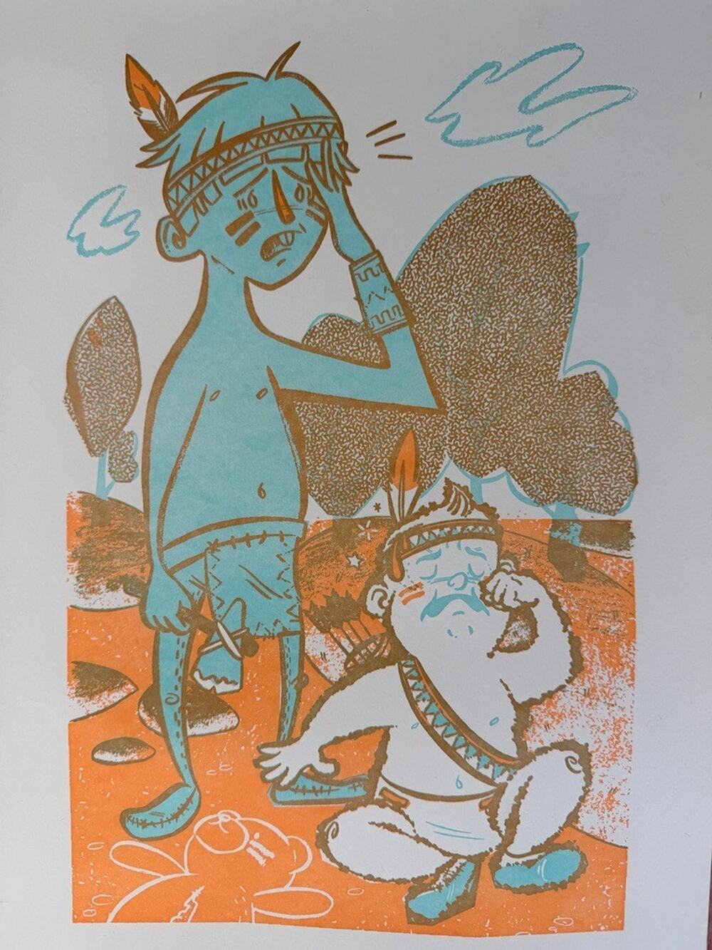 Robin Banks Three-Color Screen Print Retro Cartoon Pop Art Unframed
